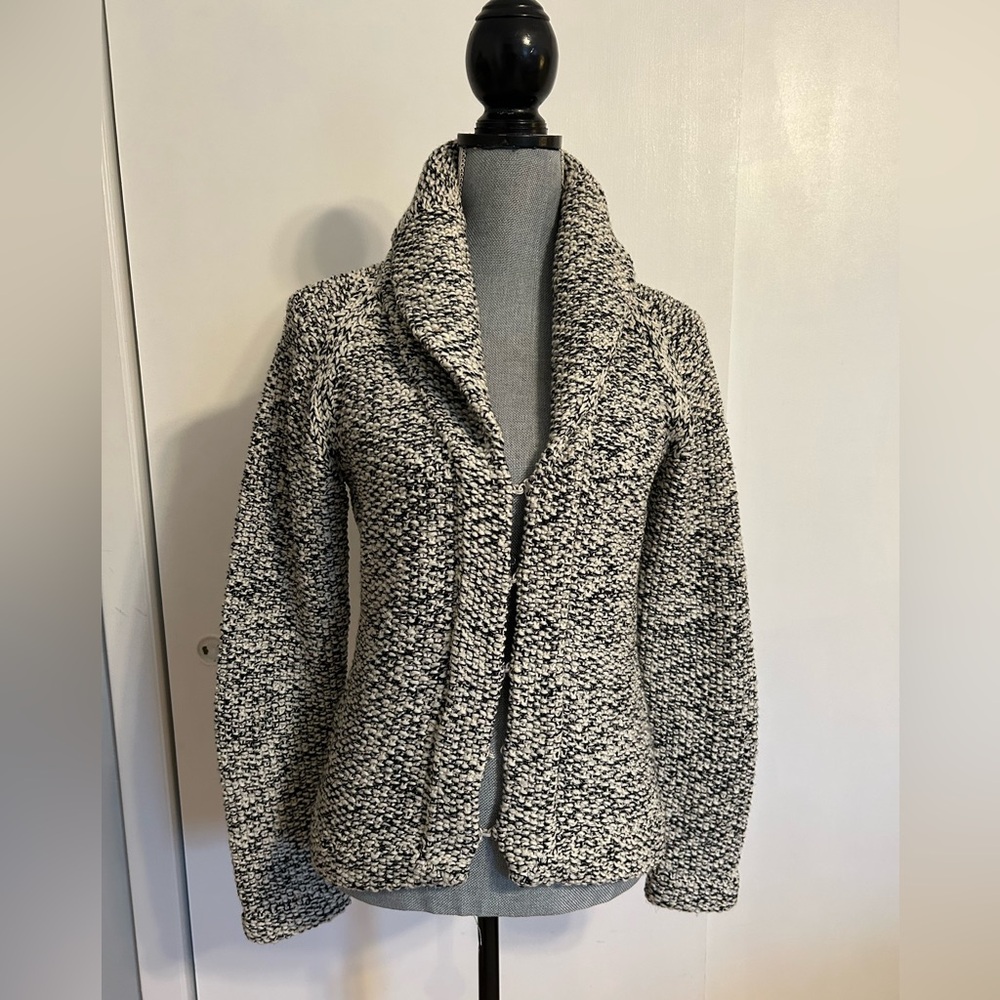 Vintage Y2K - J Crew Handknit Cardigan Sweater Jacket Black /white Marble